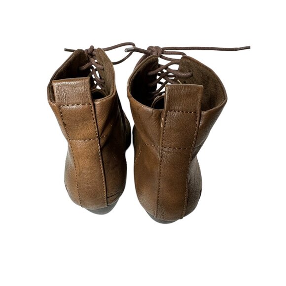 Blowfish Malibu Brown Leather Ankle Lace-Up Boots With Heel & Stitched Detail 10 - Picture 5 of 11
